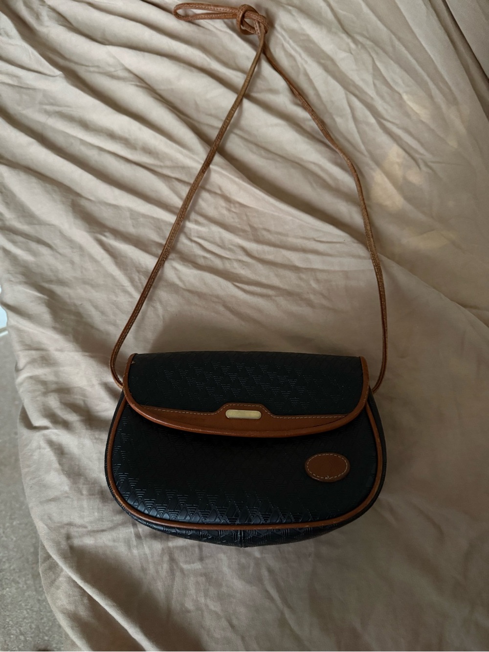 Liz Claiborne Black Crossbody with Brown Trim